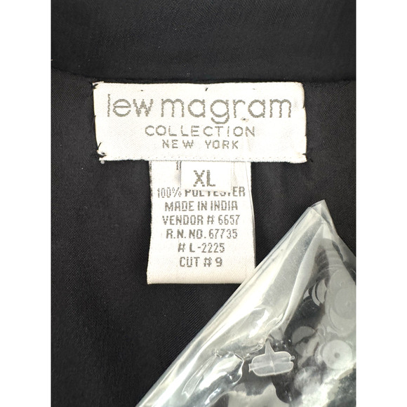 Lew Magram Black Sequins Evening Jacket XL 1-Button 3/4 Sleeves Lined Festive - Picture 4 of 10